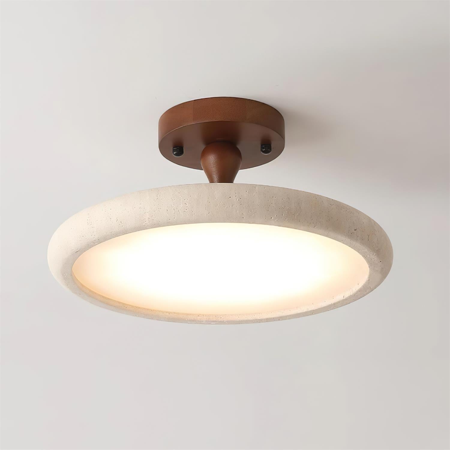 Dovai Travertine Semi Flush Ceiling Light - Lamp Copper