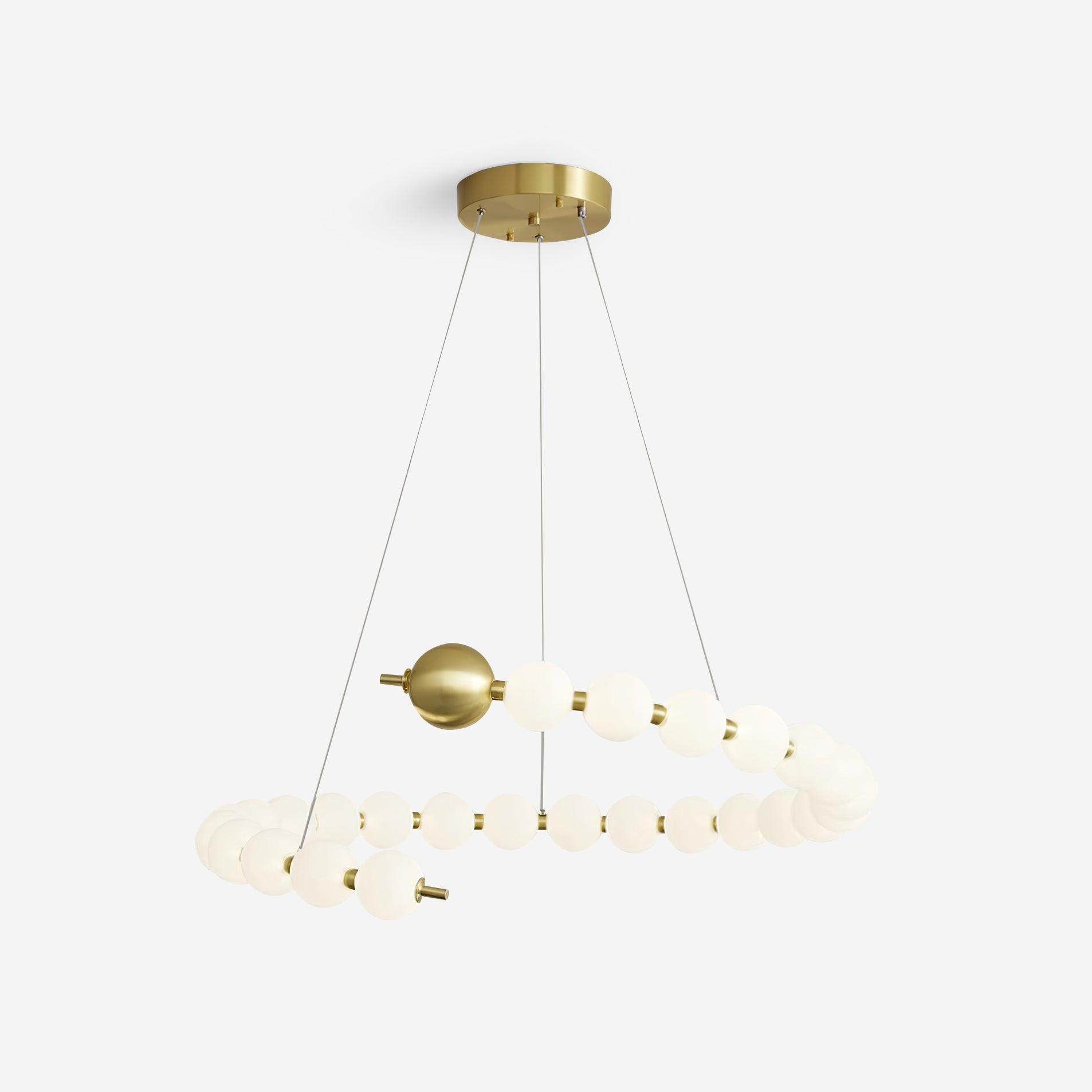 Chandelier Brass Ring Acrylic Spheres Modern Minimalist - Lamp Copper