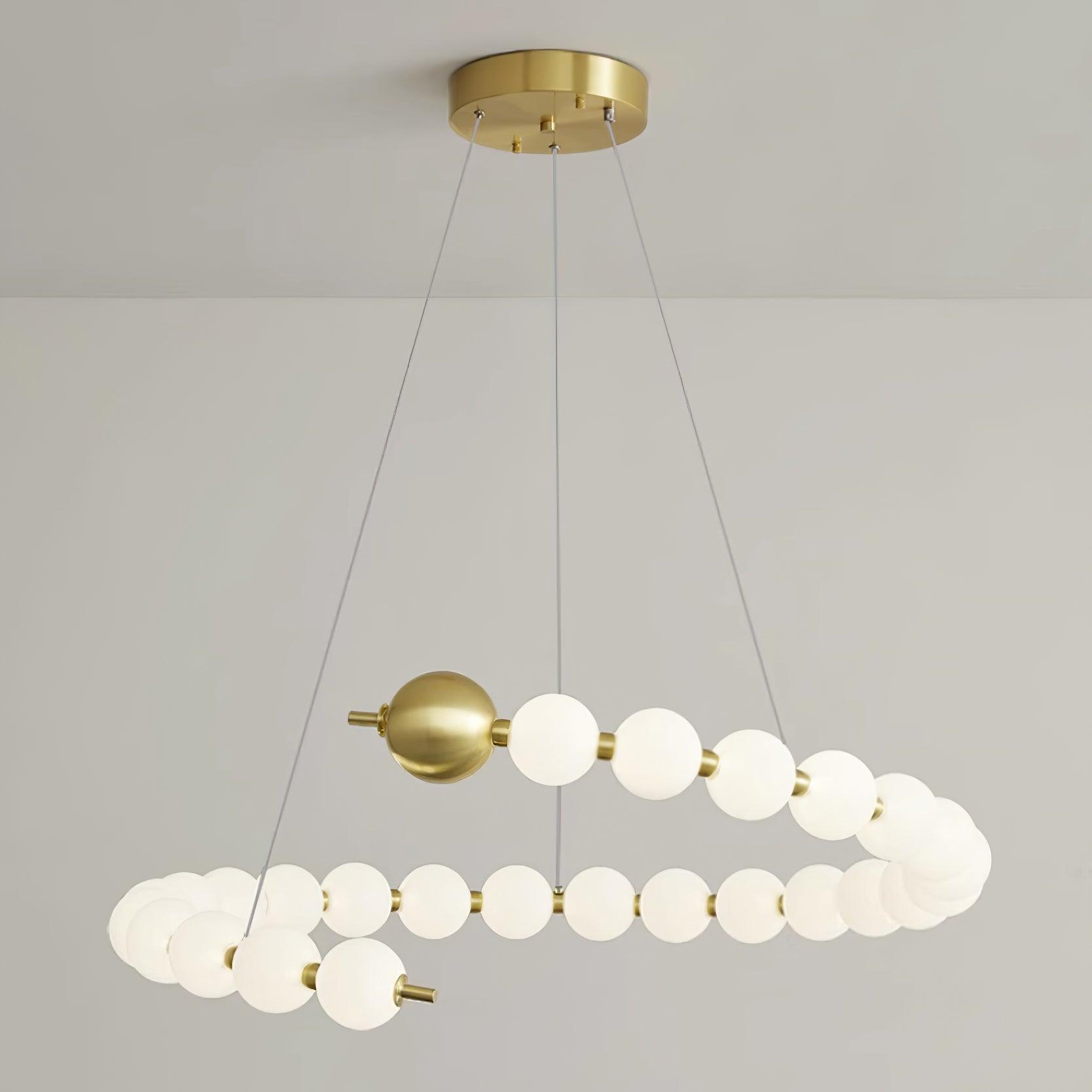 Chandelier Brass Ring Acrylic Spheres Modern Minimalist - Lamp Copper