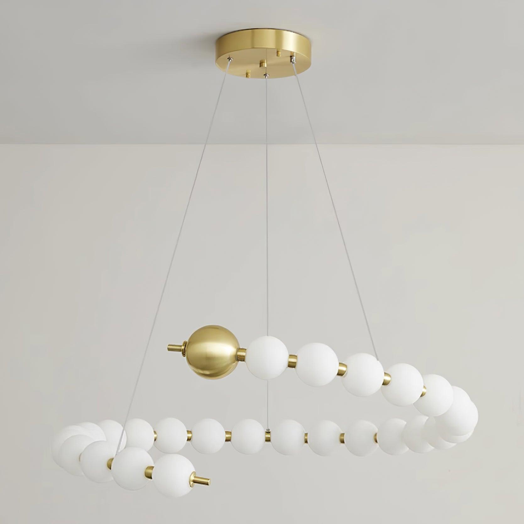 Chandelier Brass Ring Acrylic Spheres Modern Minimalist - Lamp Copper