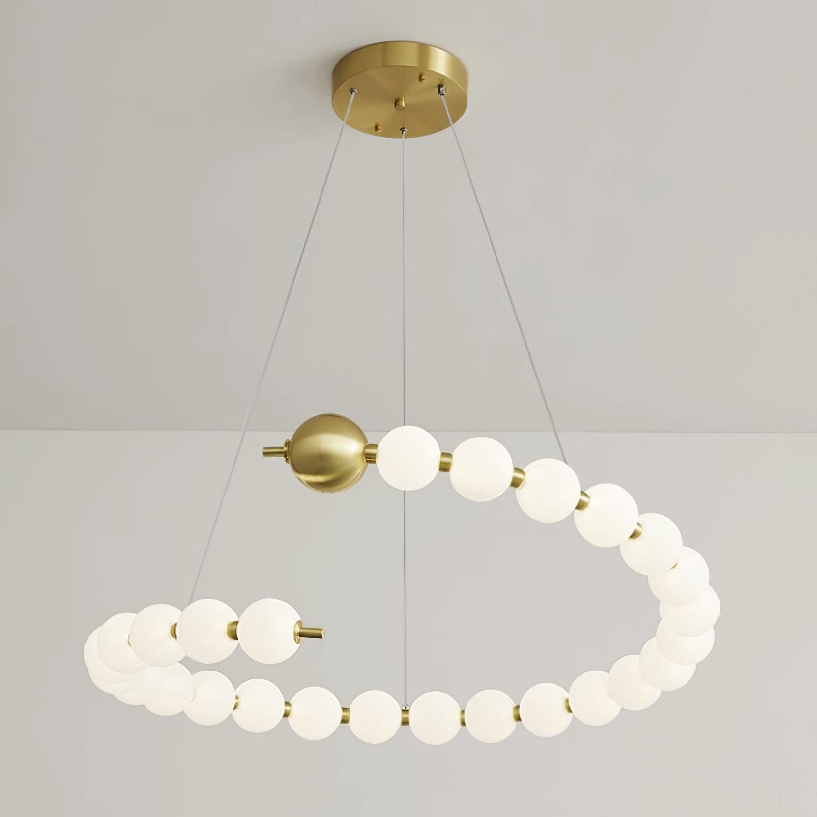 Chandelier Brass Ring Acrylic Spheres Modern Minimalist - Lamp Copper