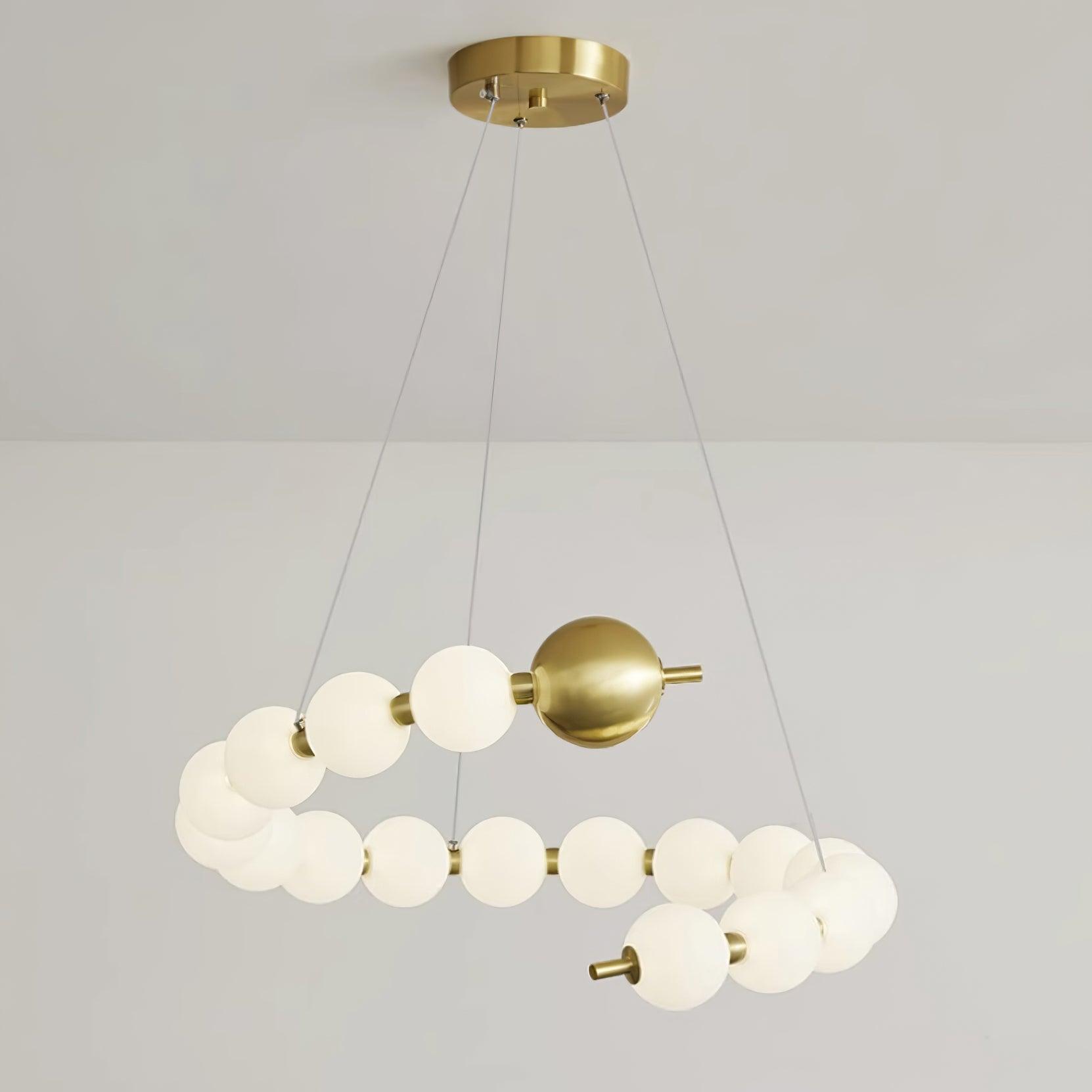 Chandelier Brass Ring Acrylic Spheres Modern Minimalist - Lamp Copper