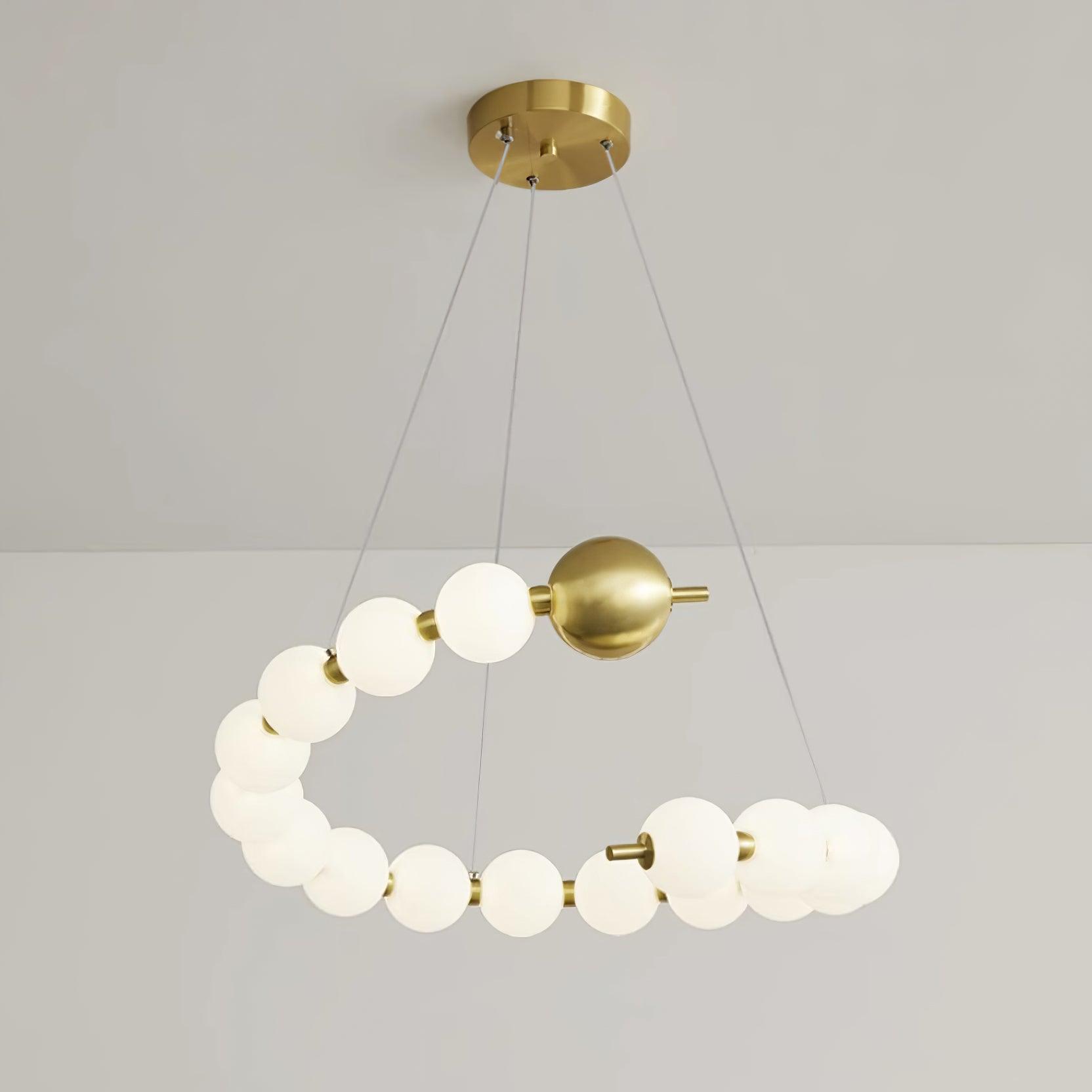 Chandelier Brass Ring Acrylic Spheres Modern Minimalist - Lamp Copper
