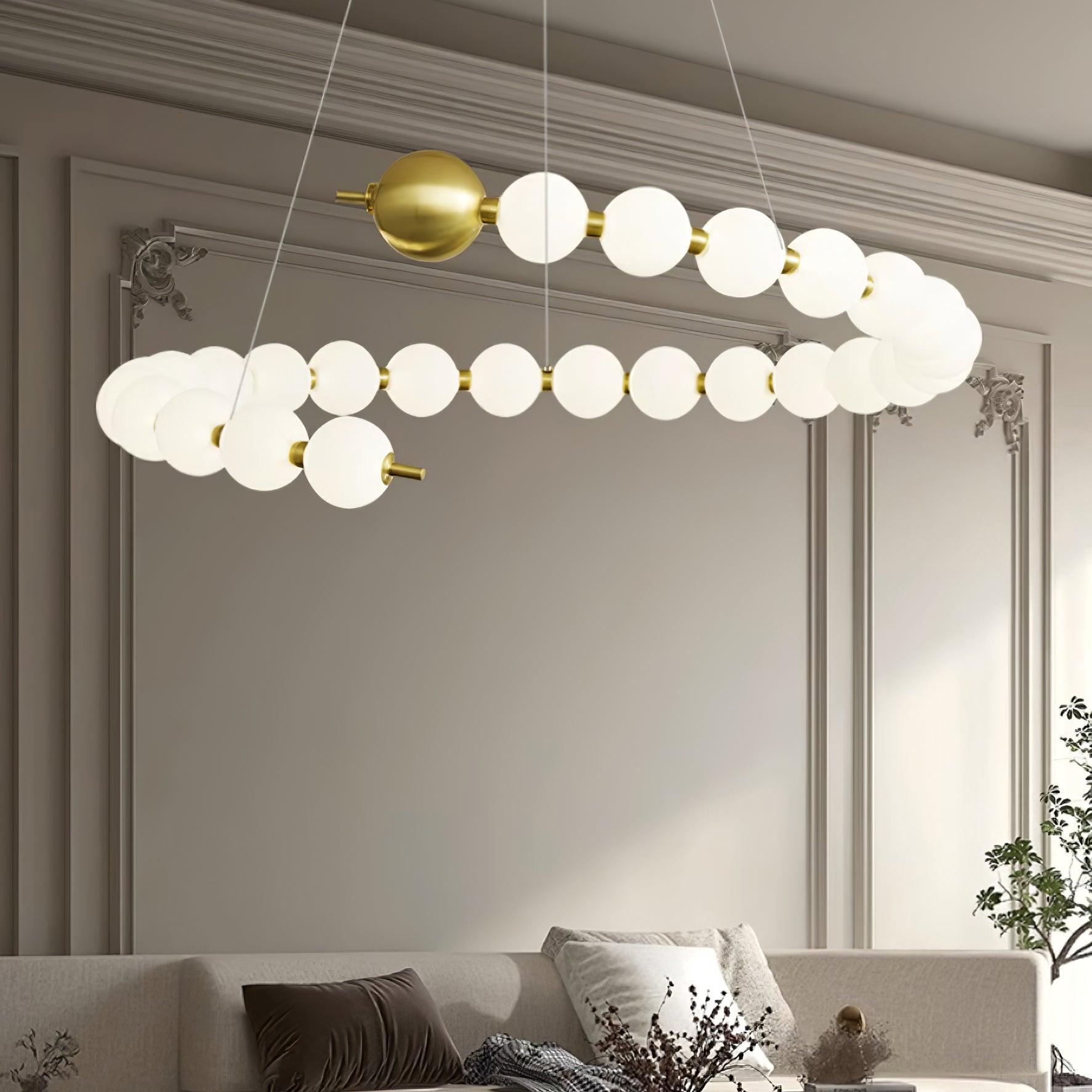 Chandelier Brass Ring Acrylic Spheres Modern Minimalist - Lamp Copper