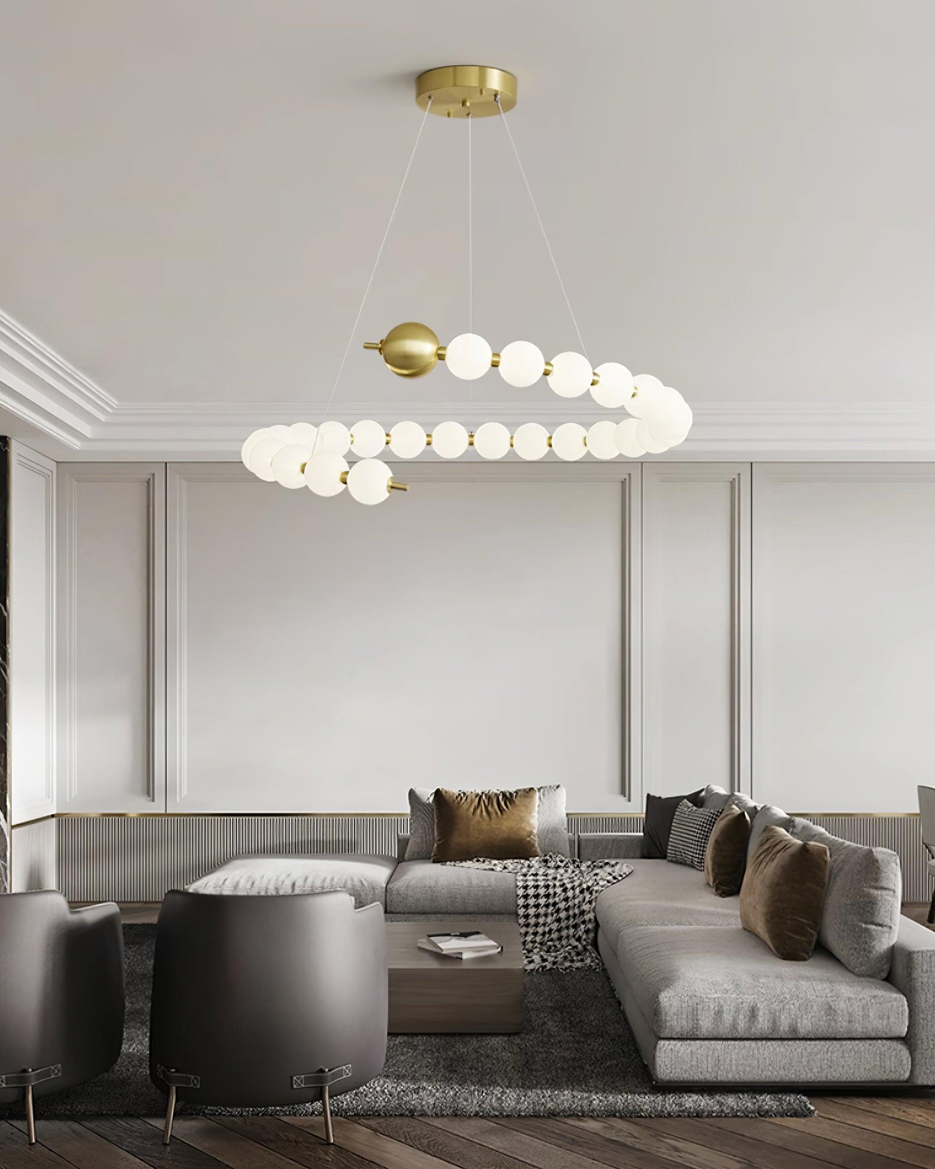Chandelier Brass Ring Acrylic Spheres Modern Minimalist - Lamp Copper