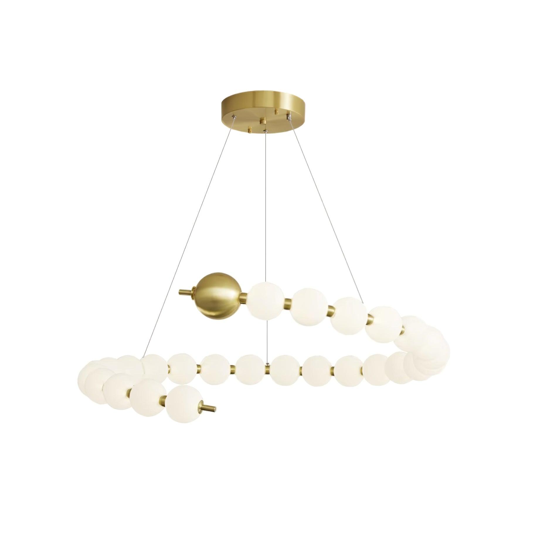 Chandelier Brass Ring Acrylic Spheres Modern Minimalist - Lamp Copper