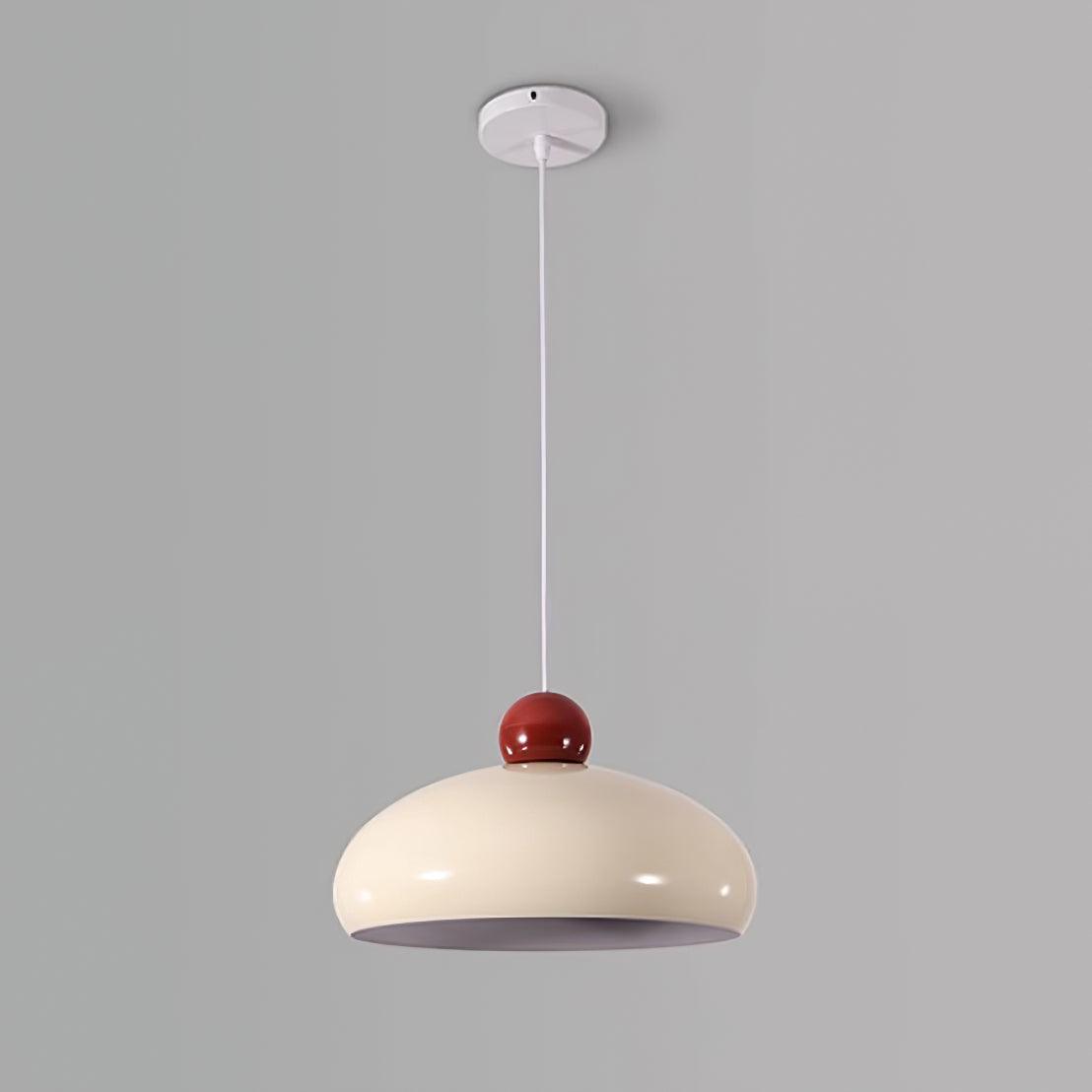 Pendant Light Dome Shade White Red - Lamp Copper