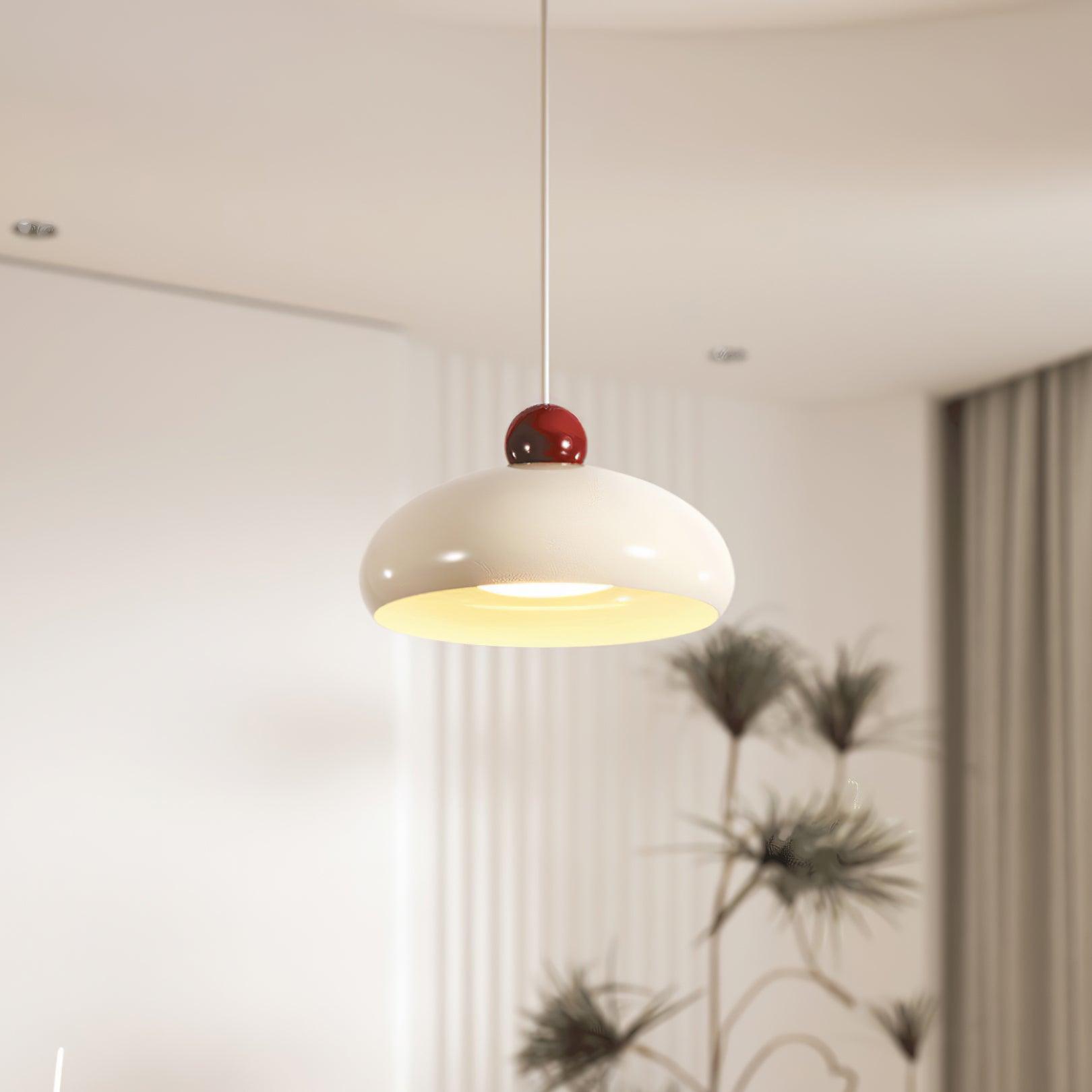 Pendant Light Dome Shade White Red - Lamp Copper