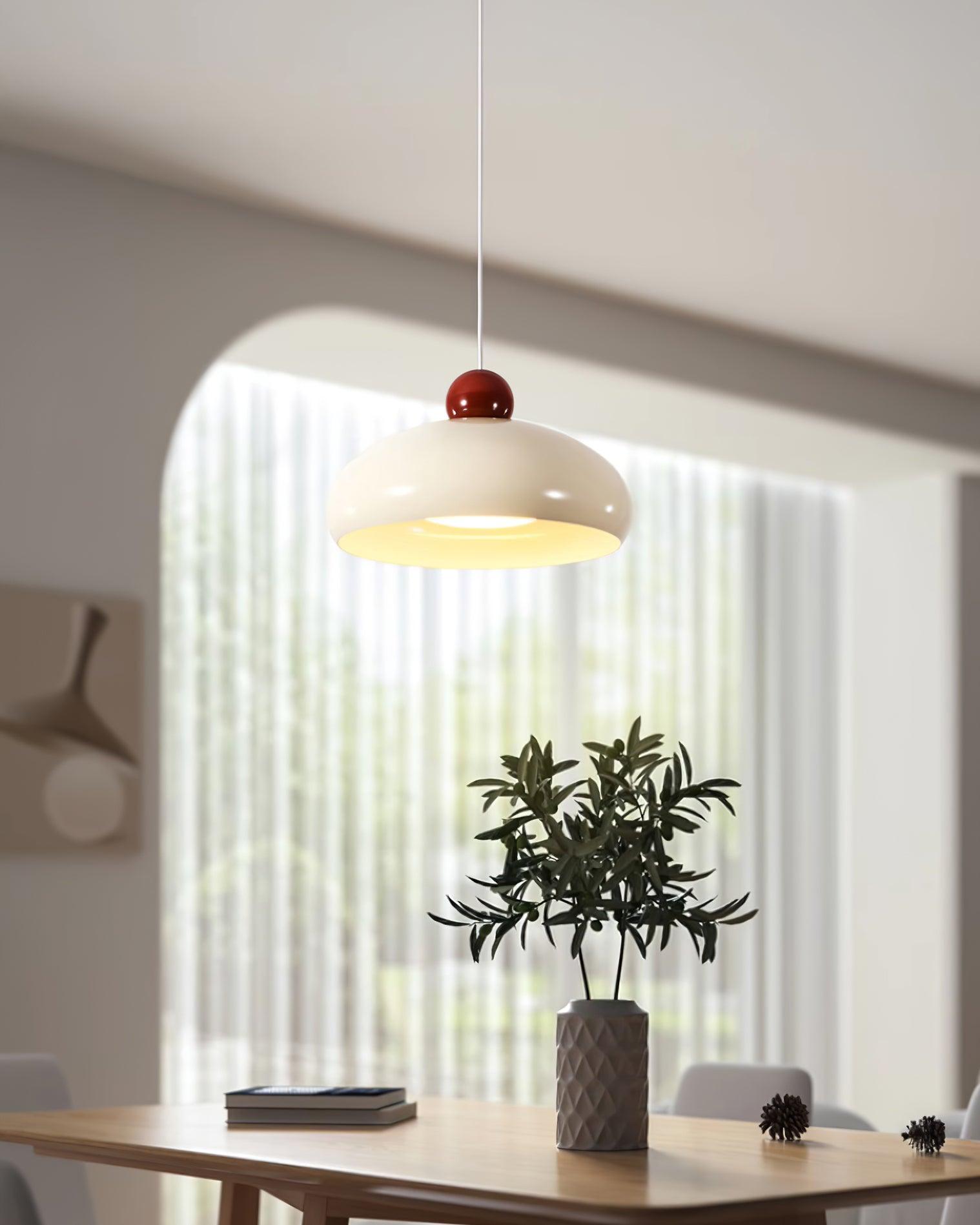 Pendant Light Dome Shade White Red - Lamp Copper
