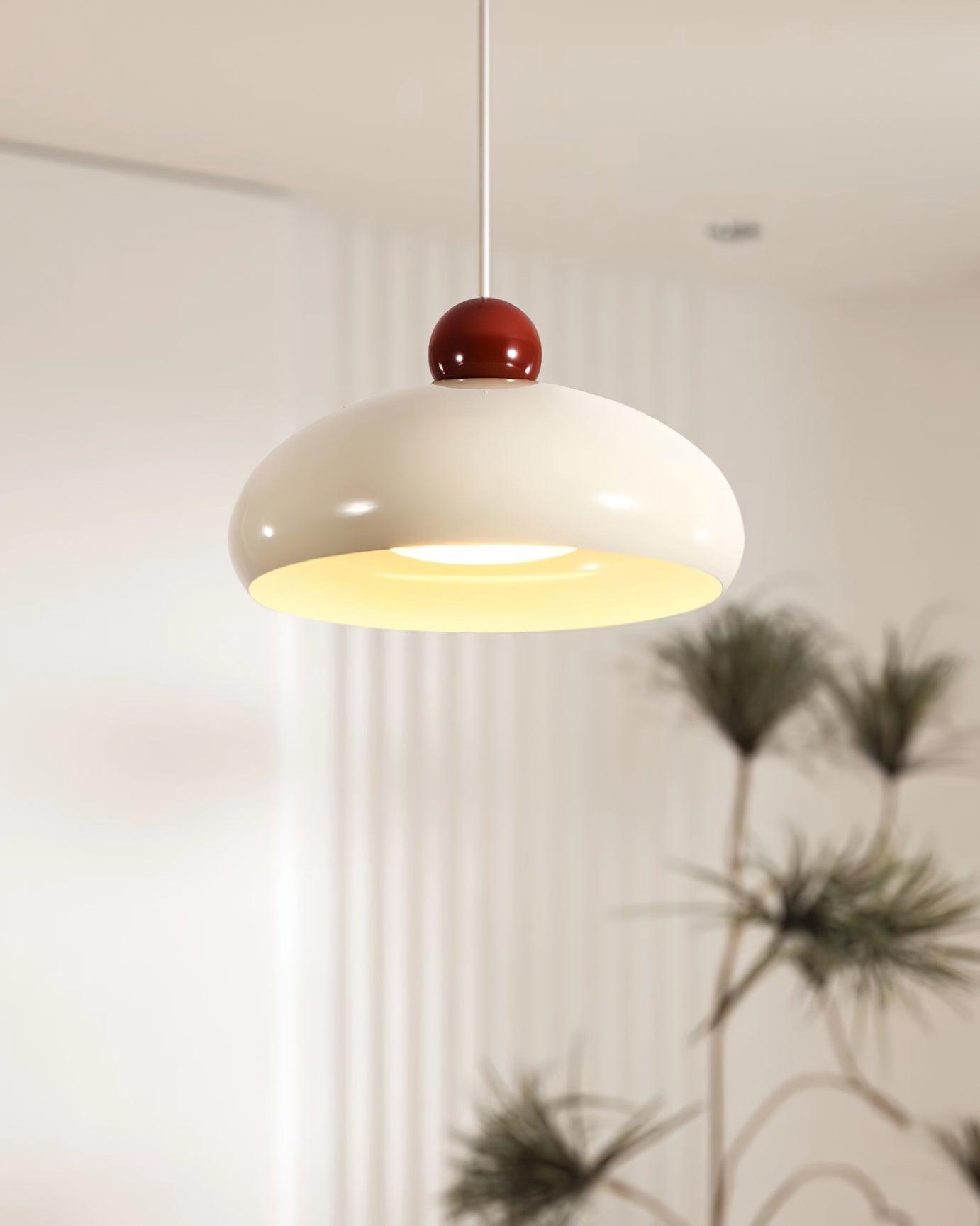Pendant Light Dome Shade White Red - Lamp Copper