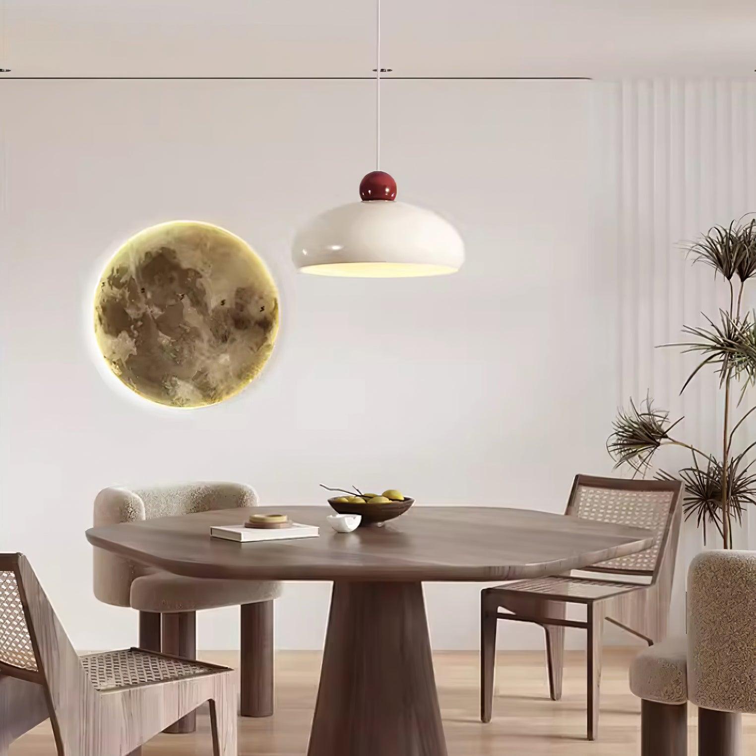 Pendant Light Dome Shade White Red - Lamp Copper
