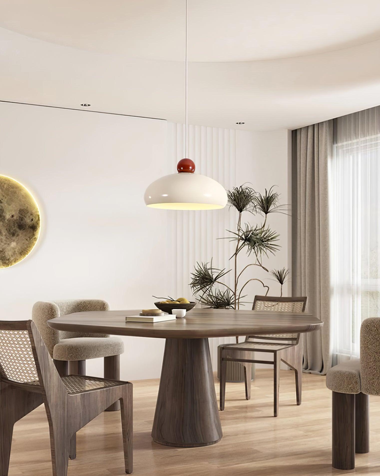 Pendant Light Dome Shade White Red - Lamp Copper