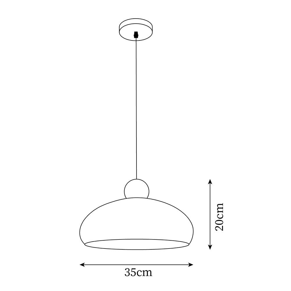 Pendant Light Dome Shade White Red - Lamp Copper