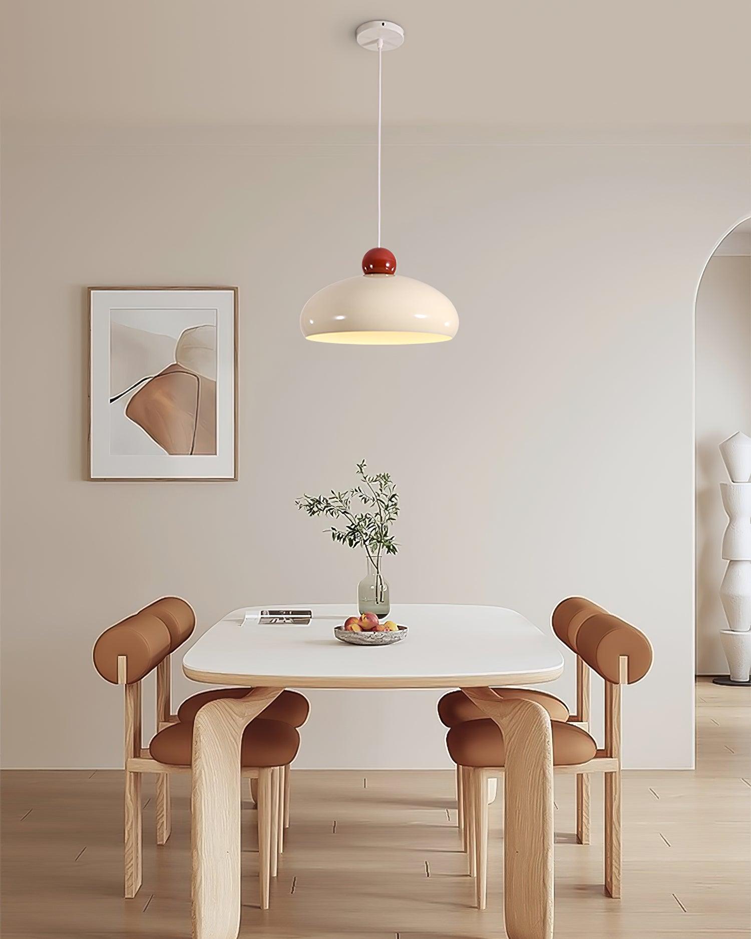 Pendant Light Dome Shade White Red - Lamp Copper