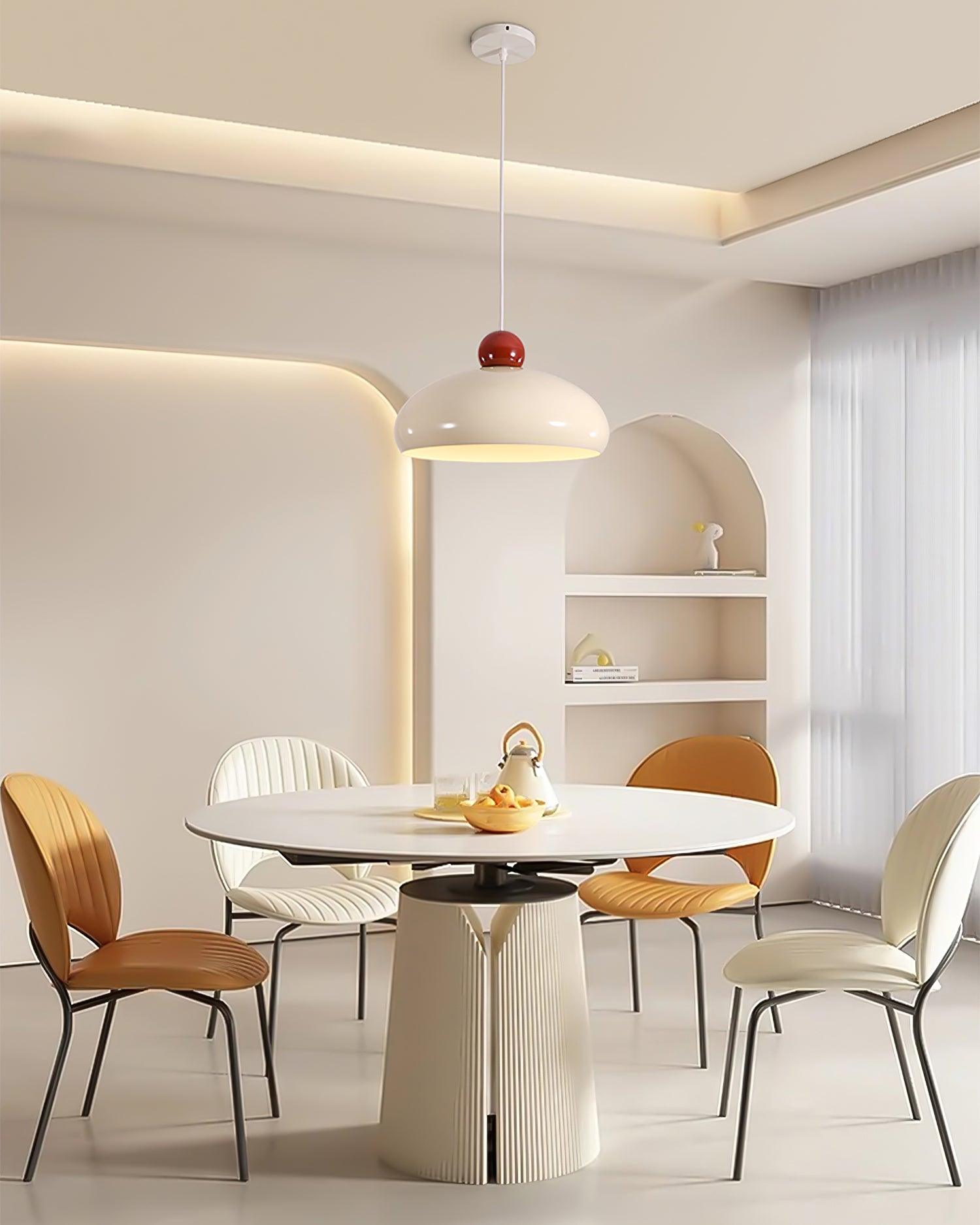 Pendant Light Dome Shade White Red - Lamp Copper