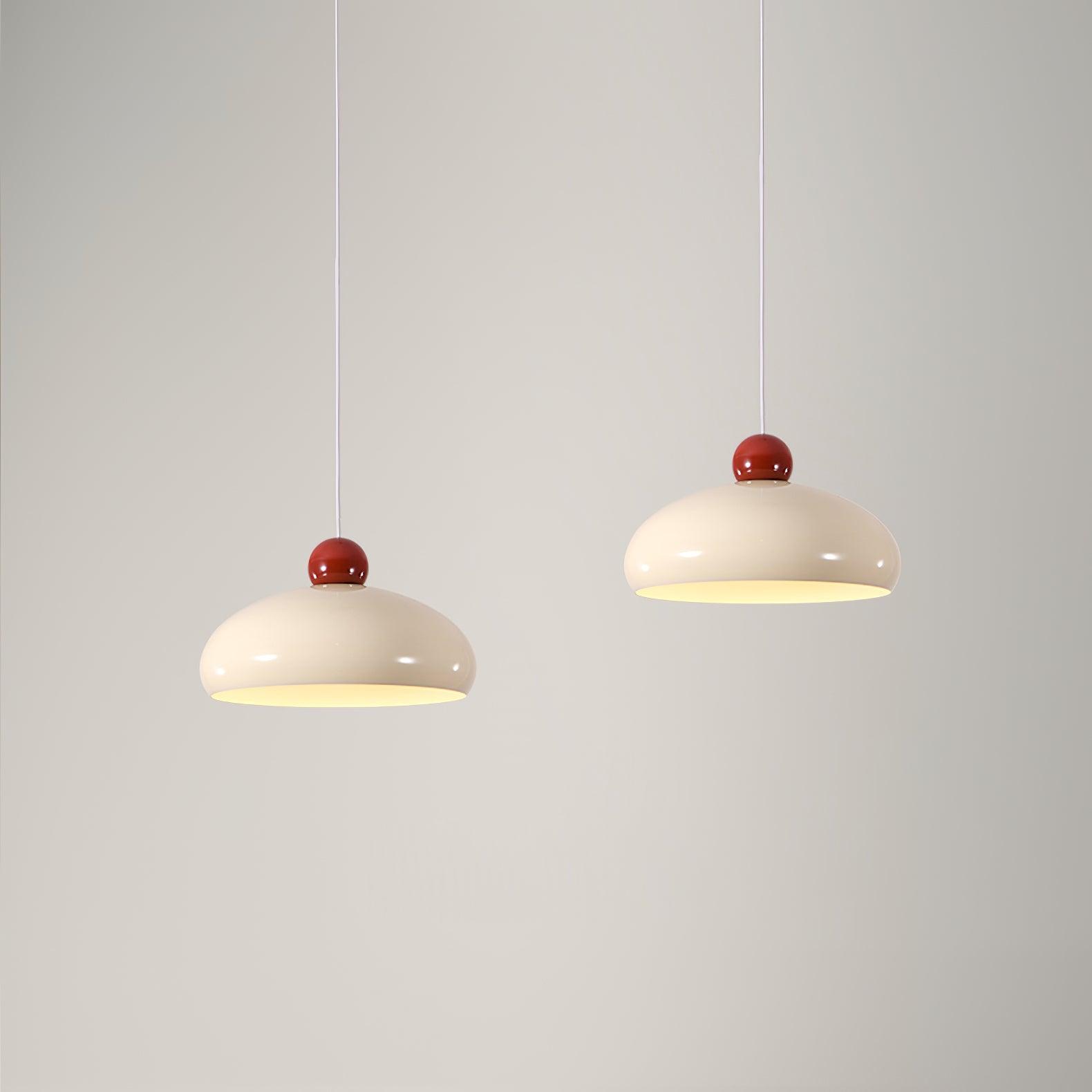 Pendant Light Dome Shade White Red - Lamp Copper