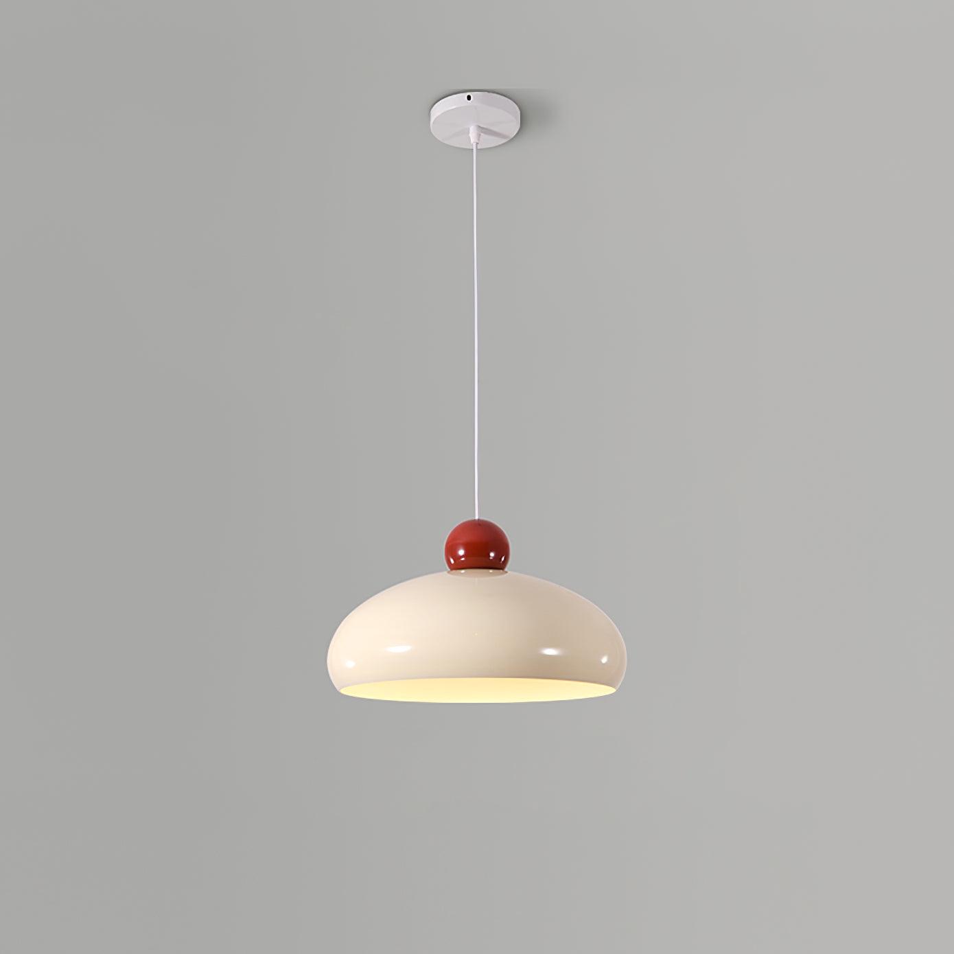 Pendant Light Dome Shade White Red - Lamp Copper