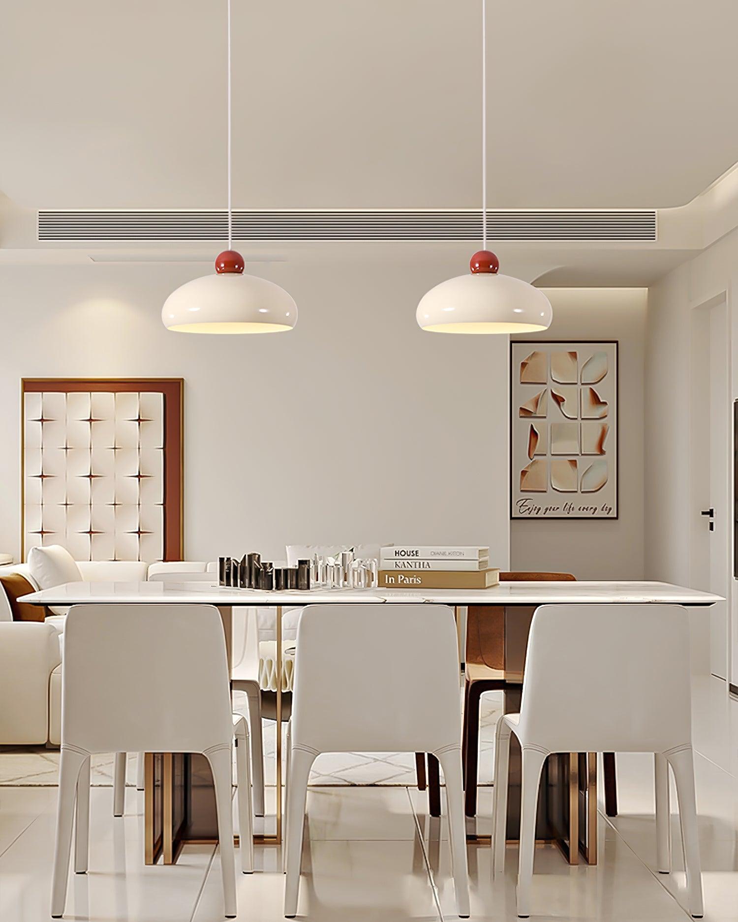 Pendant Light Dome Shade White Red - Lamp Copper