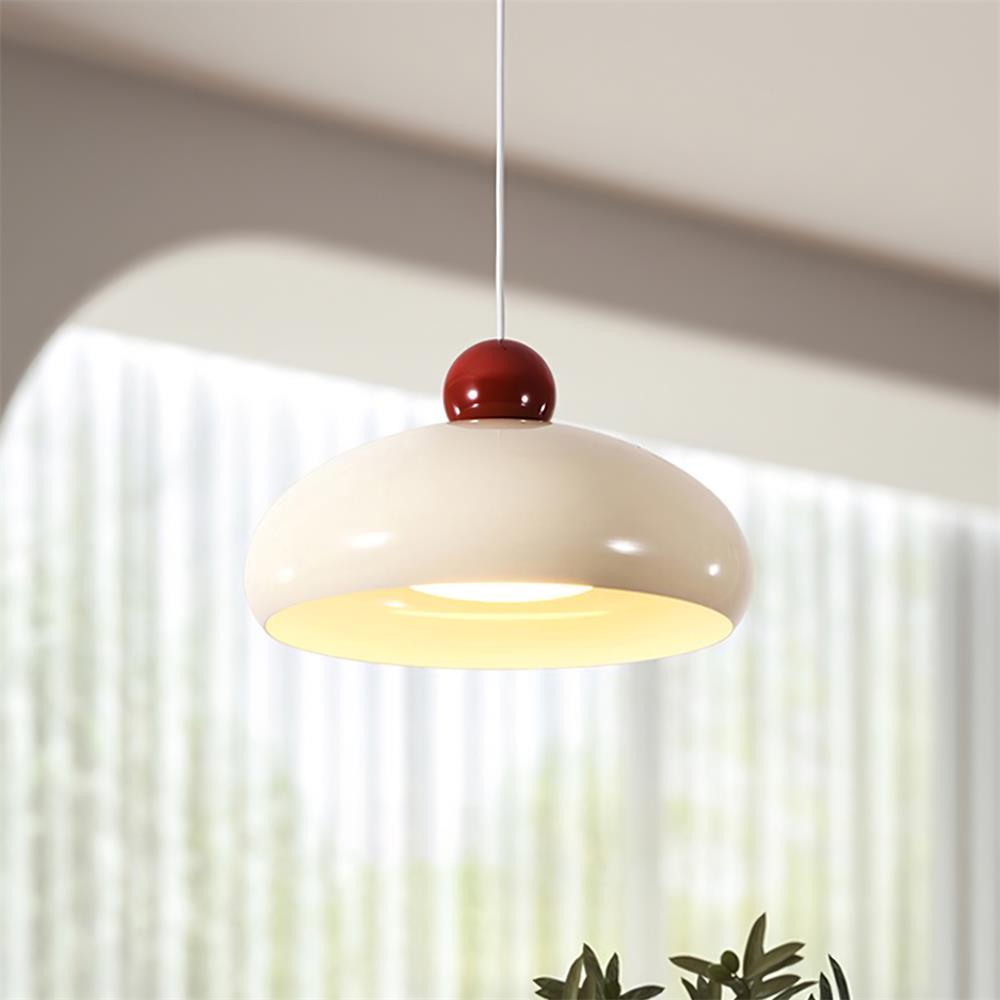 Pendant Light Dome Shade White Red - Lamp Copper