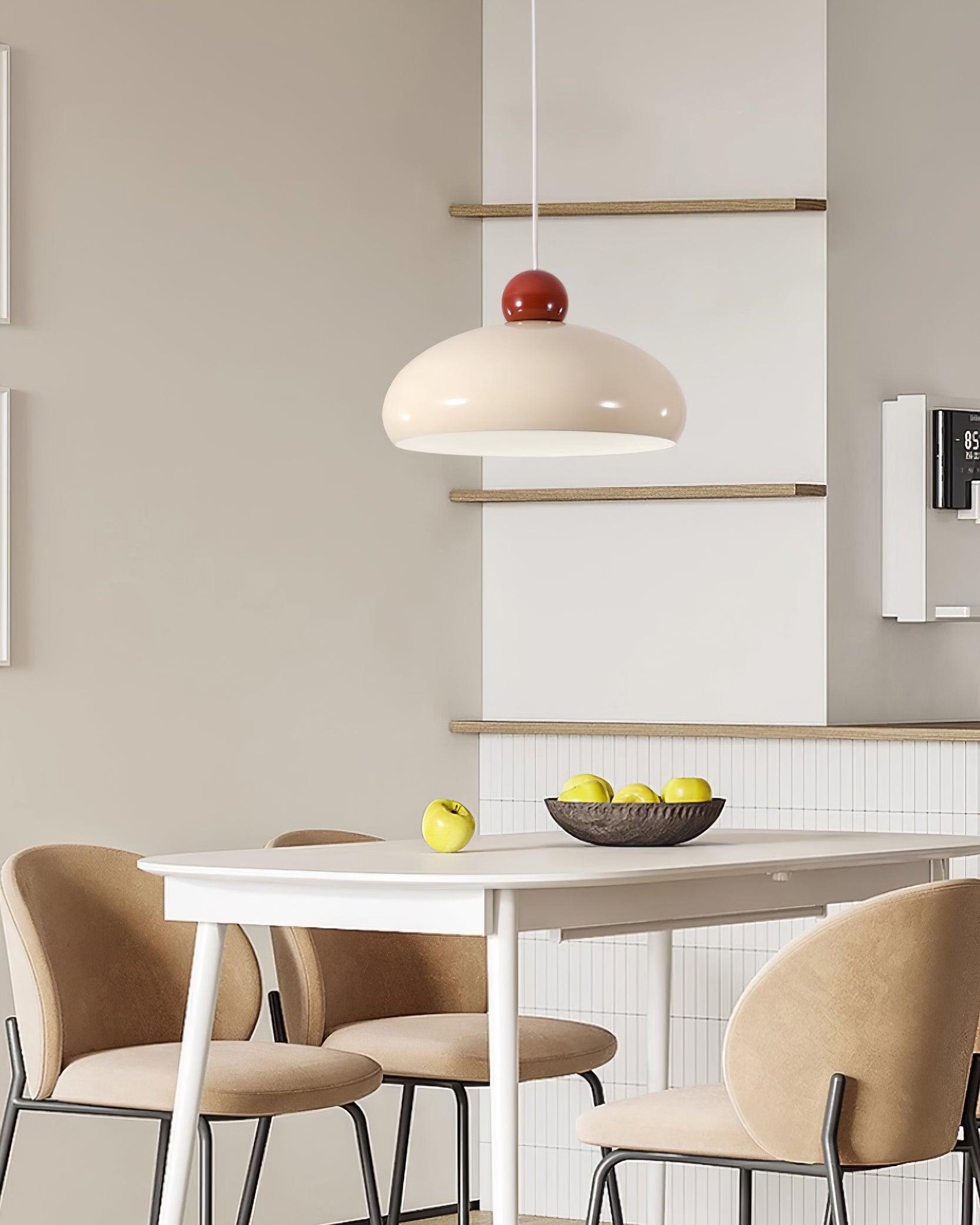 Pendant Light Dome Shade White Red - Lamp Copper