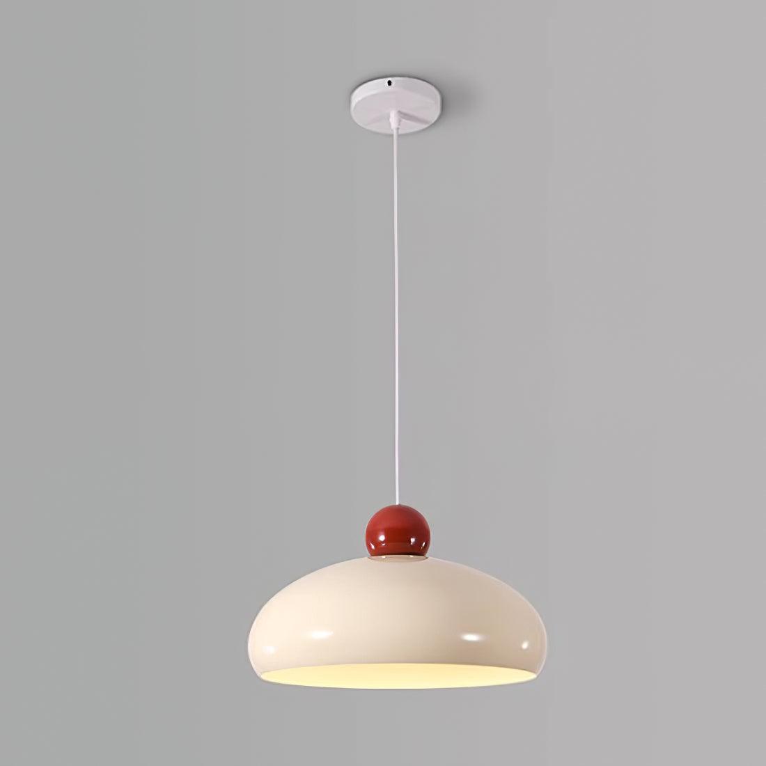 Pendant Light Dome Shade White Red - Lamp Copper