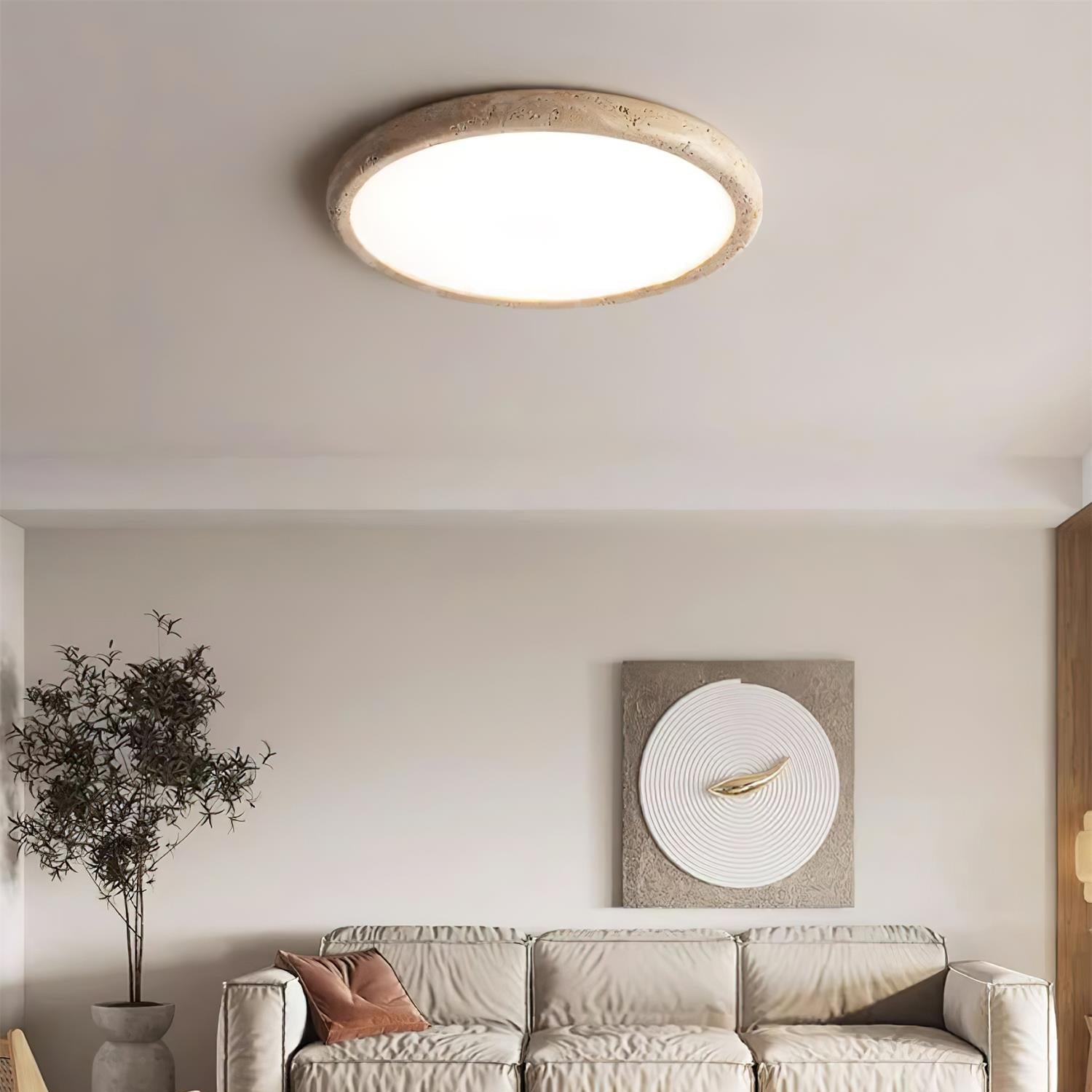 Lunaro Travertine Ceiling Light - Lamp Copper