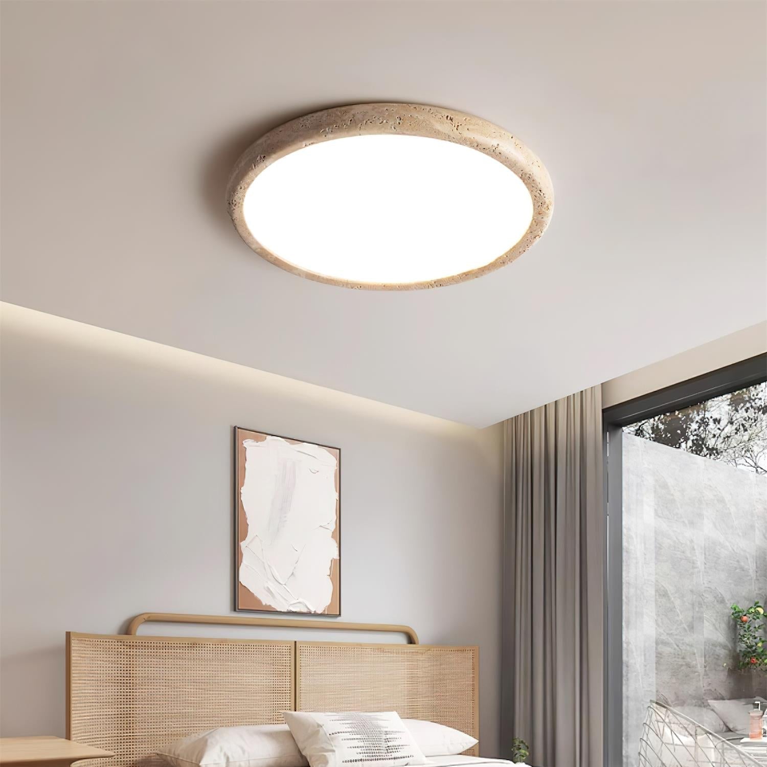 Lunaro Travertine Ceiling Light - Lamp Copper