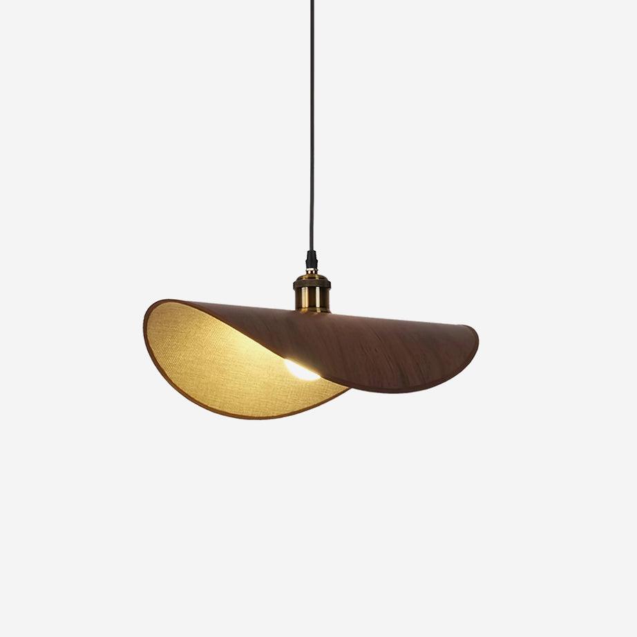 Pendant Lamp Linen Fabric Shade Wood - Lamp Copper