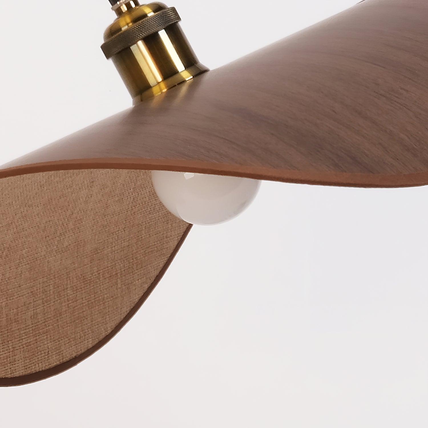 Pendant Lamp Linen Fabric Shade Wood - Lamp Copper