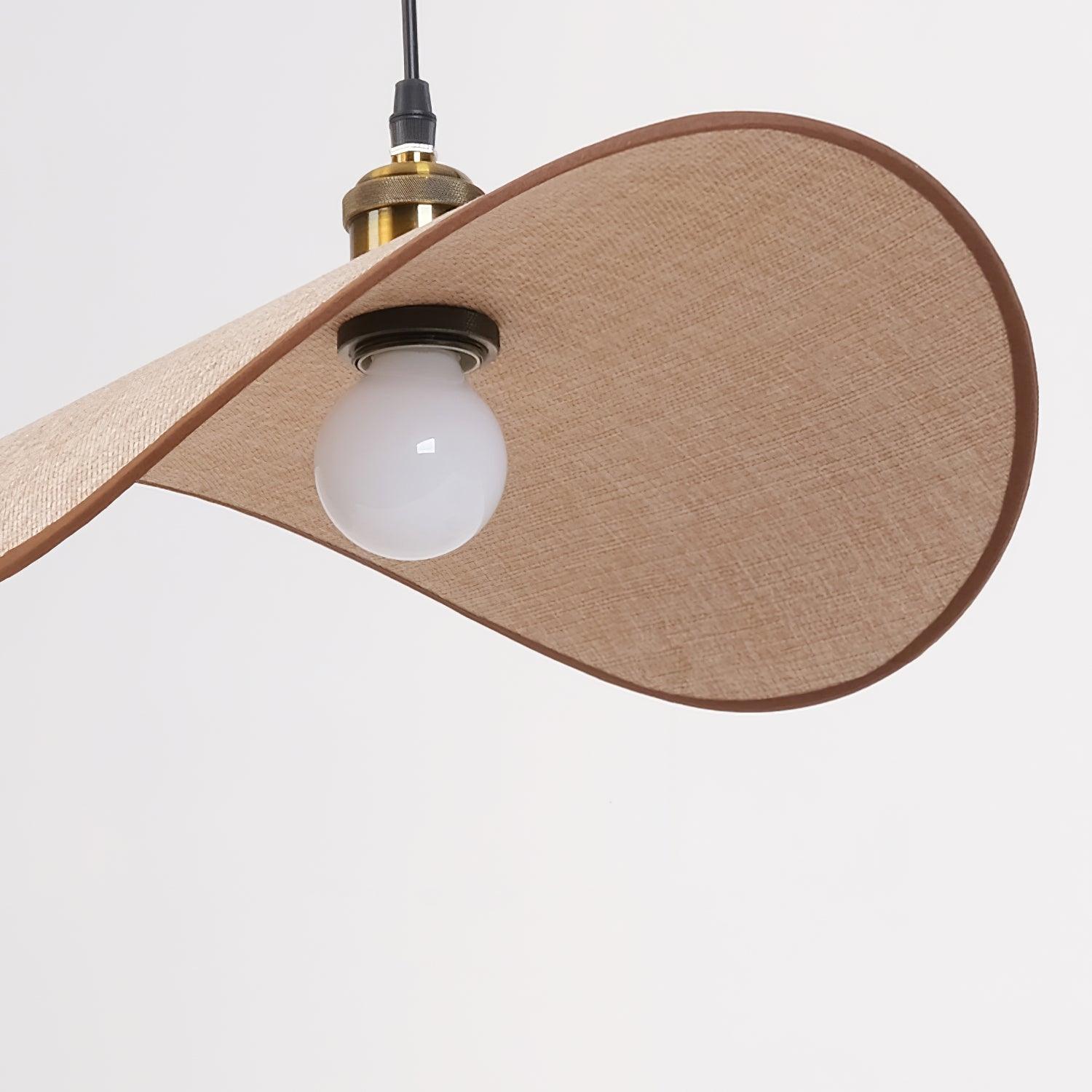 Pendant Lamp Linen Fabric Shade Wood - Lamp Copper