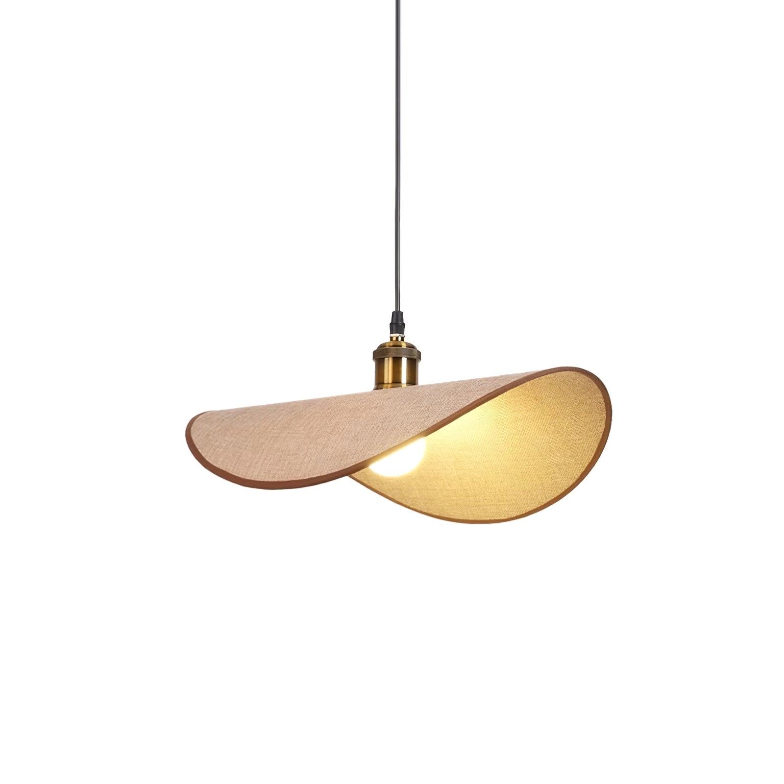 Pendant Lamp Linen Fabric Shade Wood - Lamp Copper