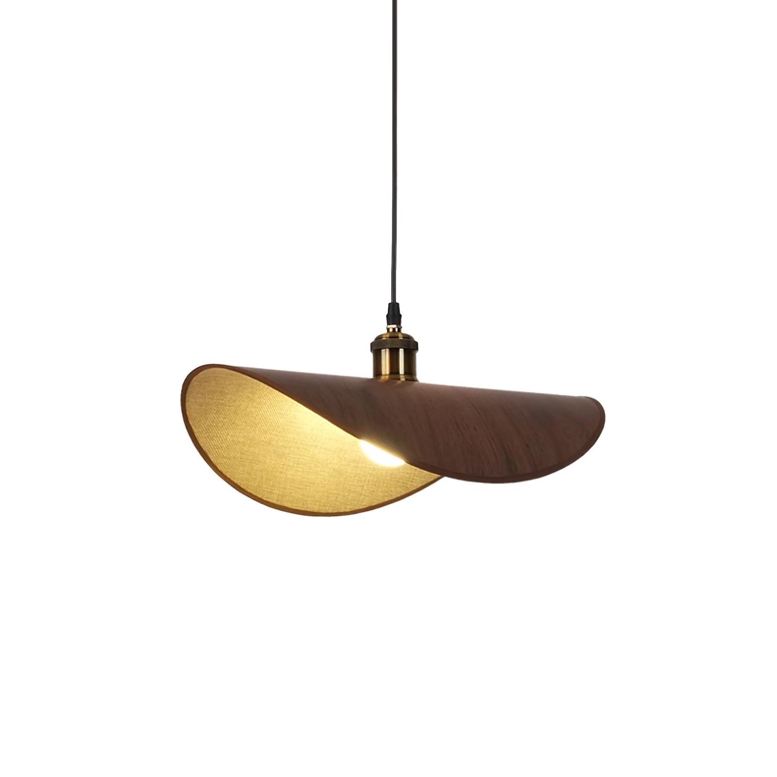Pendant Lamp Linen Fabric Shade Wood - Lamp Copper