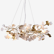 Olivia Luxury Ceramic Chandelier Large Foyer, Gingko leaf, Living Room - Lamp Copper