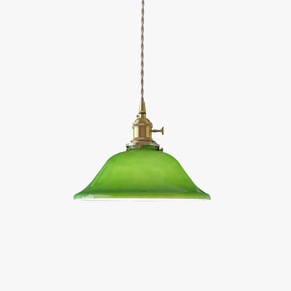 Valentina Rustic Vintage LED Pendant Light Green Copper Glass Dining Room - Lamp Copper