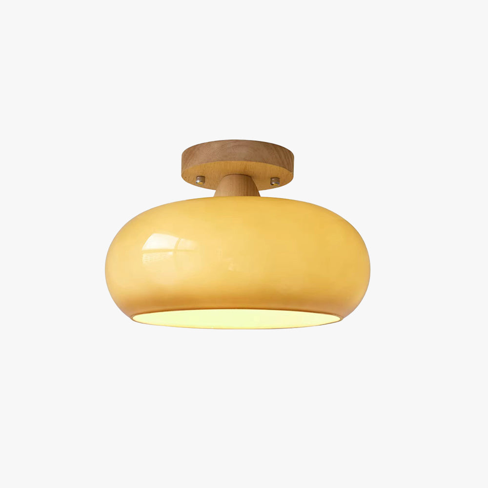 Charlotte Flush Mount Ceiling Light Wood - Lamp Copper