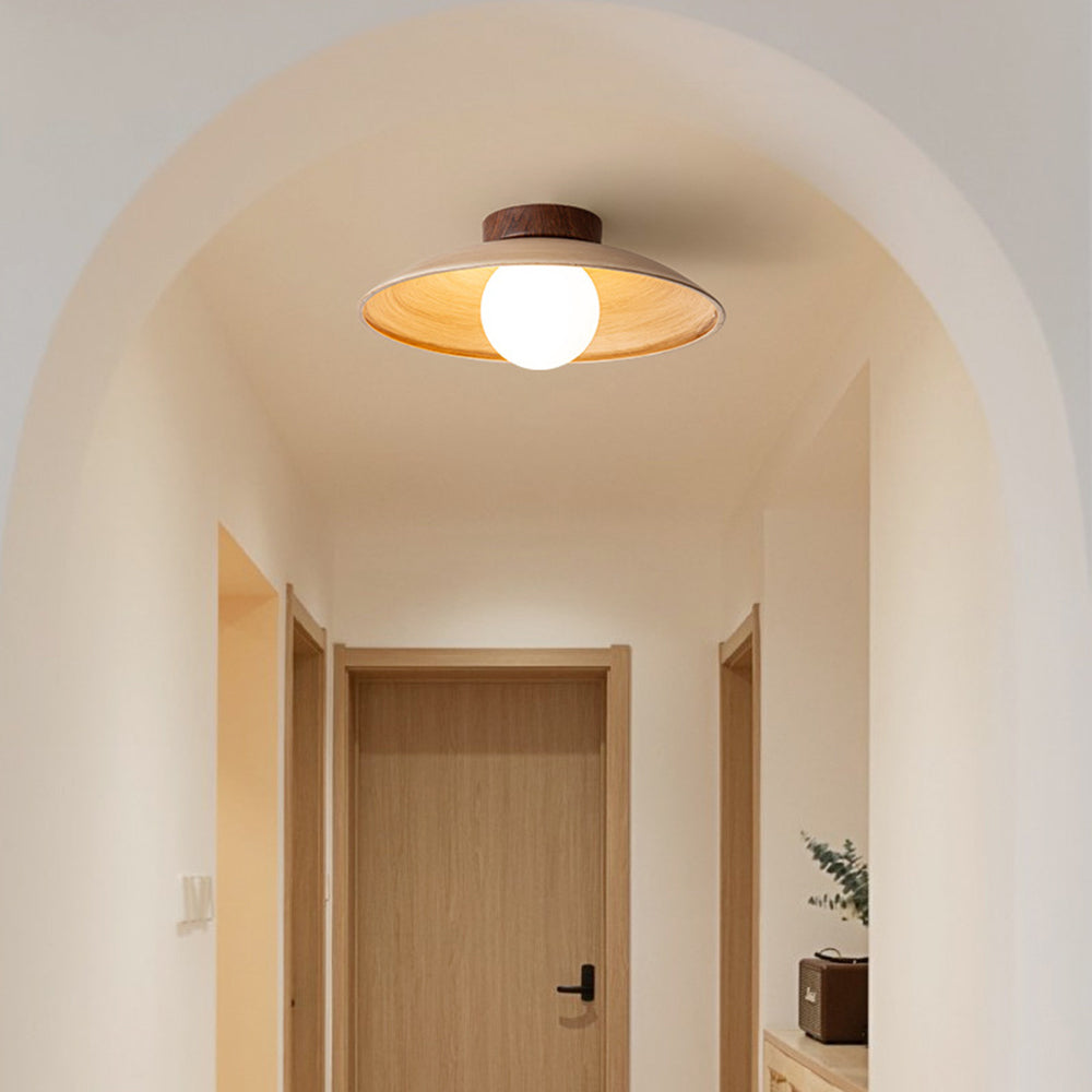 Muto Vintage Flush Mount Ceiling Light Wood/Metal/Glass Bar/Hotel - Lamp Copper