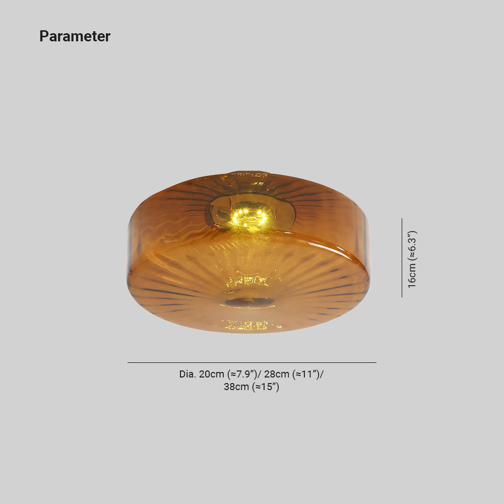 June Amber Glass Ceiling Light - Lamp Copper