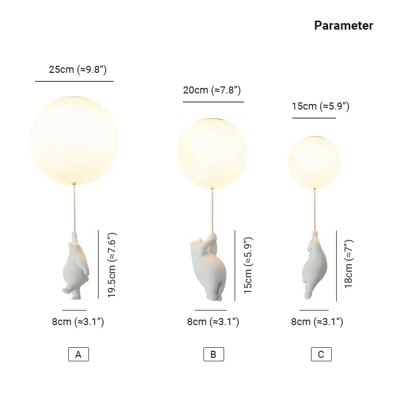 Bear Balloon Ceiling /Pendant Light - Lamp Copper