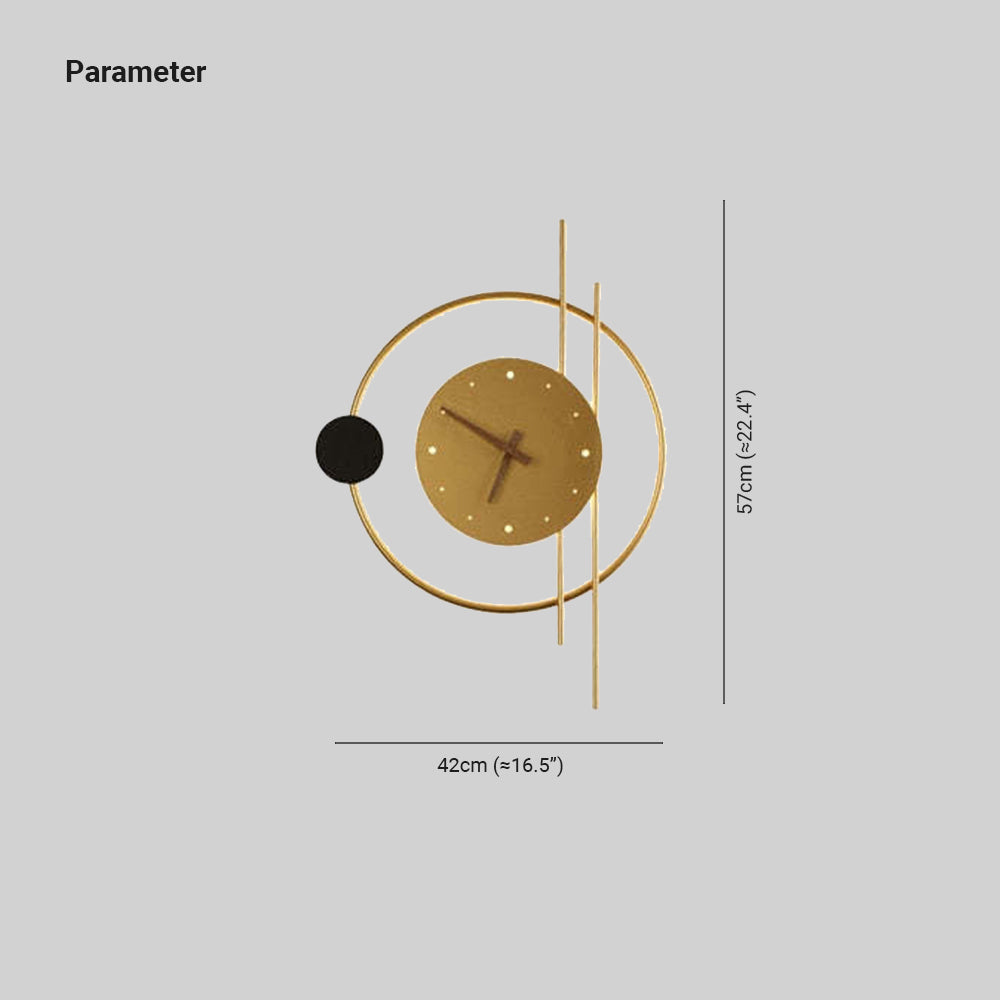 Arisha Wall Lamp Clock, Black & Gold - Lamp Copper