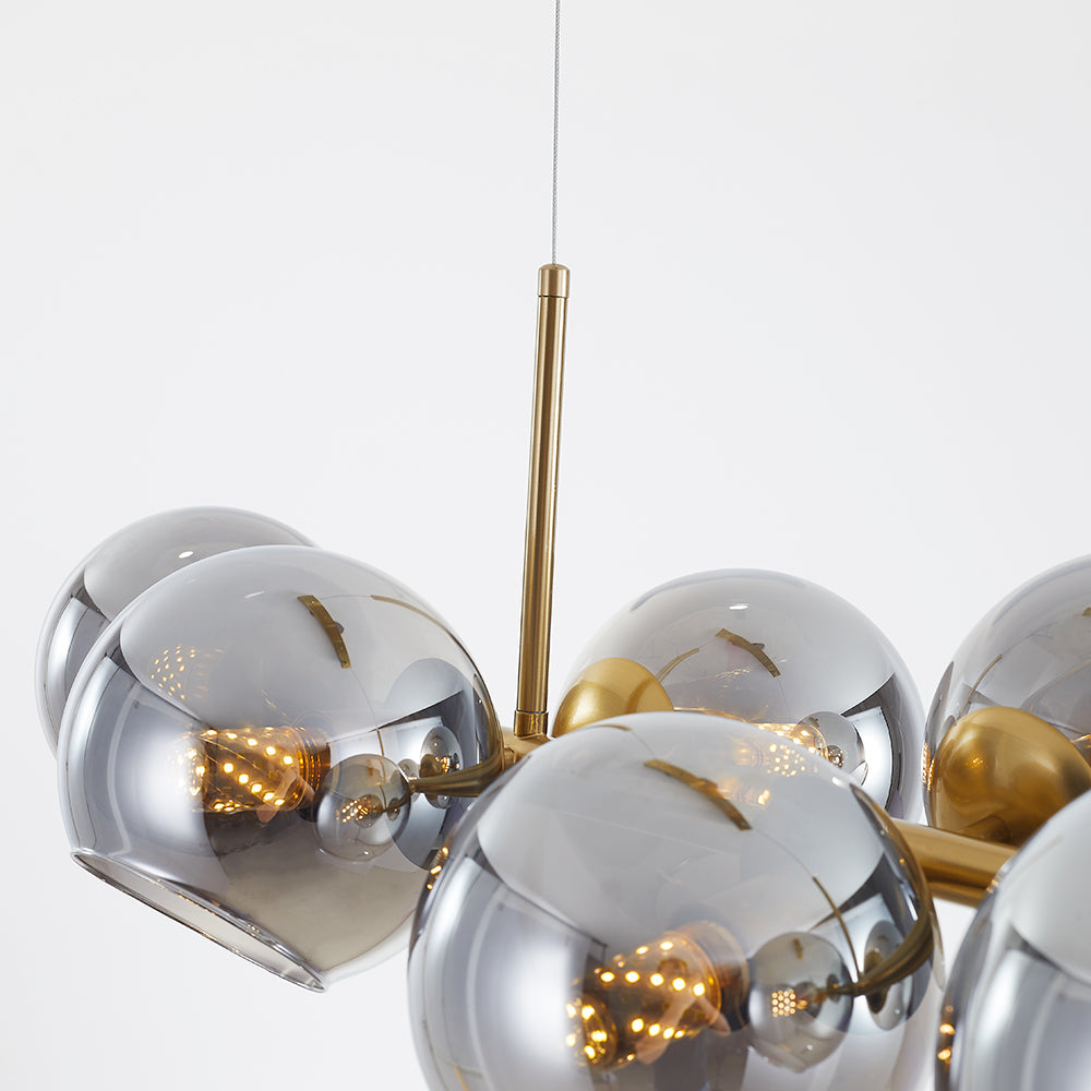 Valentina Modern Glass Globe Bubble Pendant Light Black/Gold - Lamp Copper
