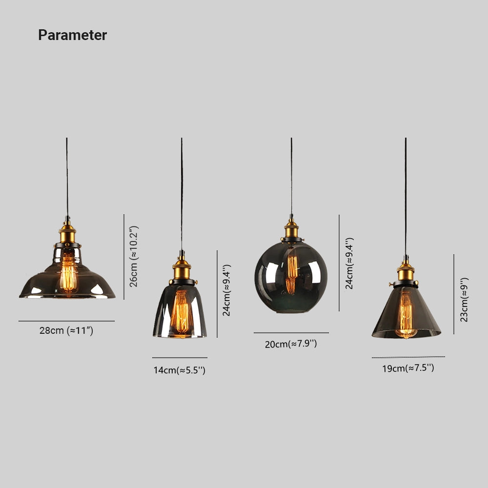 June Industrial Glass Pendant Light Clear/Amber/Smoke Grey - Lamp Copper
