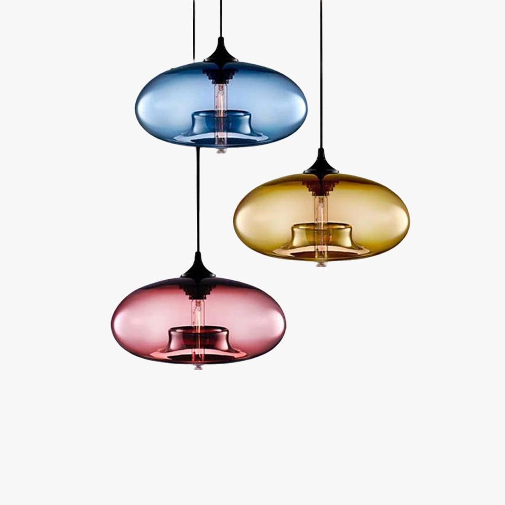 Valentina Modern Bread Shaped Glass Pendant Light, 6 Colour - Lamp Copper