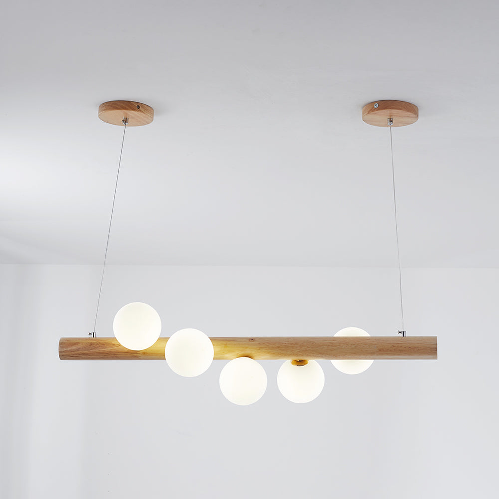 Valentina Glass Bubble Pendant Light Wood/Walnut - Lamp Copper