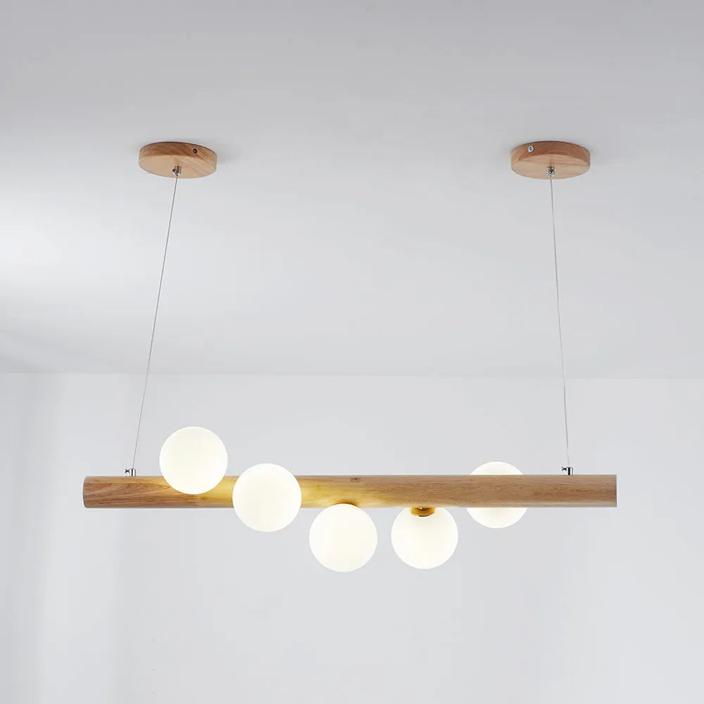 Valentina Glass Bubble Pendant Light Wood/Walnut - Lamp Copper