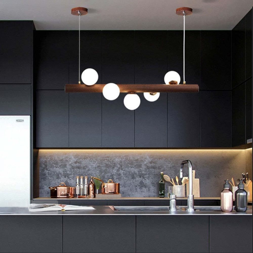 Valentina Glass Bubble Pendant Light Wood/Walnut - Lamp Copper