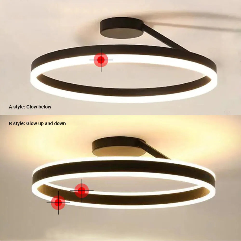 Solen Modern Circle Flush Mount Ceiling Light, Black & White - Lamp Copper