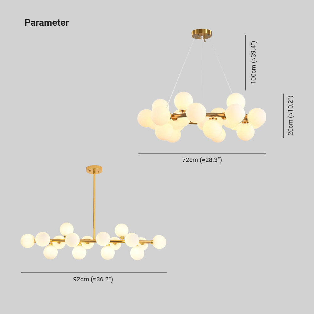 Valentina Bass Glass Bubble Golden Chandelier - Lamp Copper