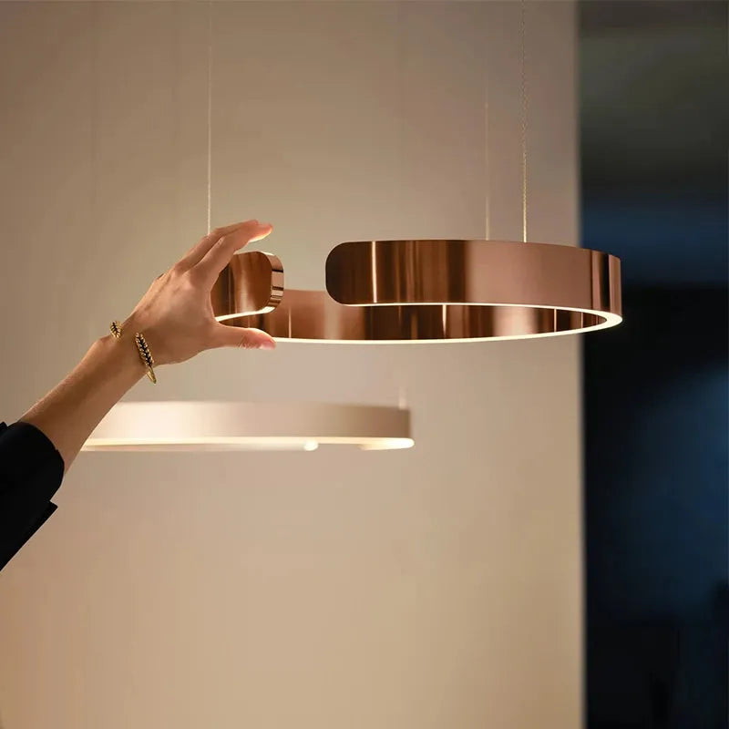 Arisha Luxury Minimalist LED Ring Pendant Light - Lamp Copper