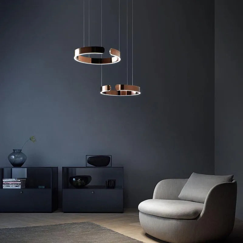 Arisha Luxury Minimalist LED Ring Pendant Light - Lamp Copper