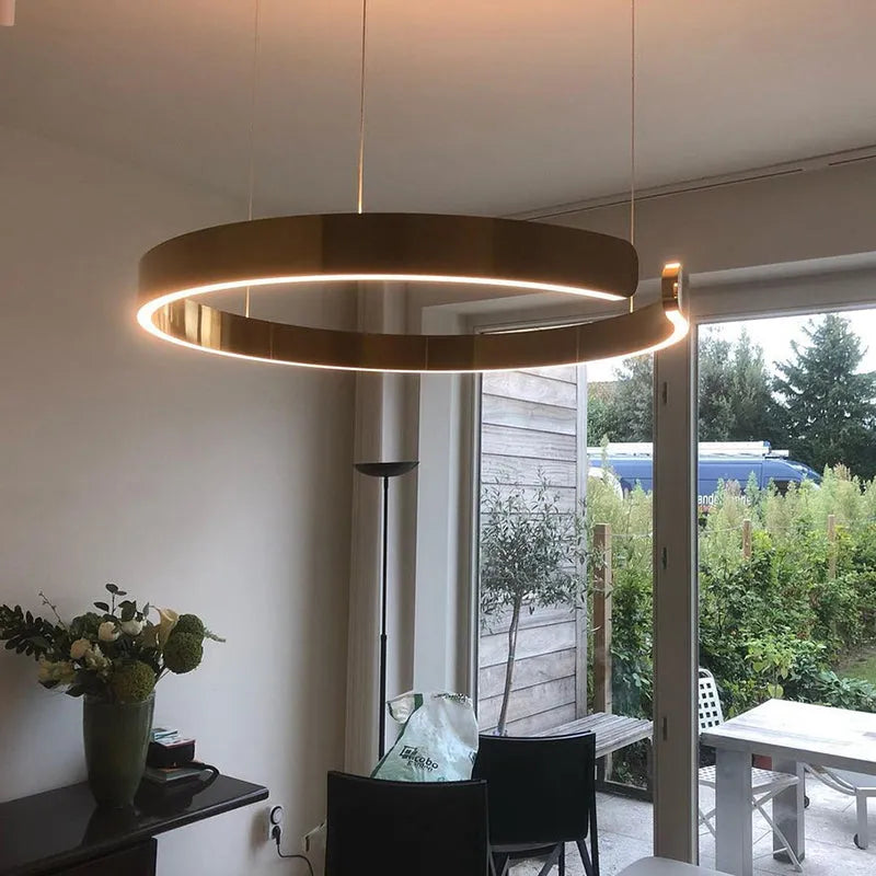 Arisha Luxury Minimalist LED Ring Pendant Light - Lamp Copper